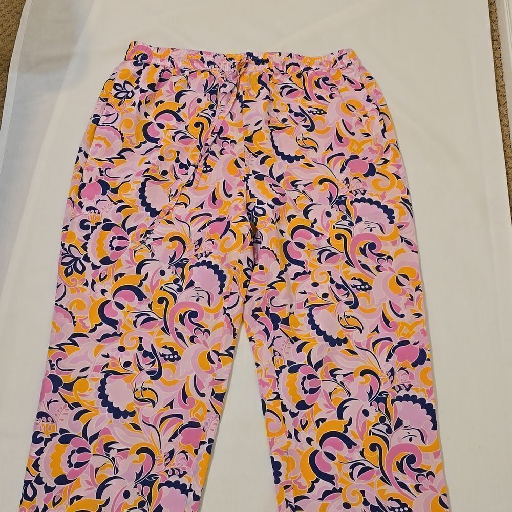 J Crew pull on silk  paisley swirl straight‎ leg pants size 6